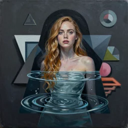 Elle Fanning in the shape of water picture by Sachin Teng, asymmetrical, dark vibes, Realistic Painting , Organic painting, Matte Painting, geometric shapes, hard edges, graffiti, street art:2 by Sachin Teng:4