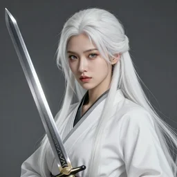 character concept art of a gorgeous white haired female sword fighter | | distinct - fine, key visual, realistic shaded perfect face, fine details by stanley artgerm lau, wlop, rossdraws, james jean, andrei riabovitchev, marc simonetti, sakimichan, and jakub rebelka, trending on artstation