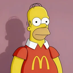 a potrait of Homer Simpson wearing a McDonald outfit, highly detailed