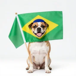 dog holding brazil flag