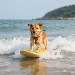 dog surfing on spaghetti