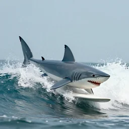 ghost rider surfing on a shark, concept art