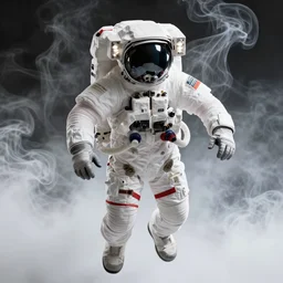 close up shot of a full body floating astronaut portrait smoke elemental fading into white smoke, high contrast, james gurney, peter mohrbacher, mike mignola, black paper, mandelbulb fractal, trending on artstation, exquisite detail perfect, large brush strokes, bold pinks and blues tones, intricate ink illustration, black background