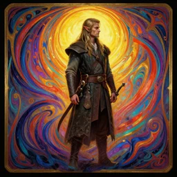 side profile centered painted portrait, legolas as an elf ranger, evil, d & d, gloomhaven, matte painting concept art, art nouveau, beautifully backlit, swirly vibrant color lines, fantastically gaudy, aesthetic octane render, 8 k hd resolution, by ilya kuvshinov and cushart krentz and gilleard james