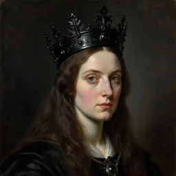 The portrait of Lady in black wax crown by Oswald Achenbach, dark fantasy, witcher, very detailed oil painting, masterpiece, 8k
