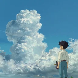 Sumptuous sky photo, clouds swirl on the left by Miyazaki Nausicaa Ghibli, night light, 王様ランキング, Thomas Romain, Makoto Shinkai, 新海誠, ranking of kings, spirited away, breath of the wild style, epic composition