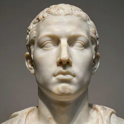 a marble sculpture of Kanye West’s face made by Michaelangelo, shown in a museum, low angle, close up, soft light, perfect symmetry, detailed