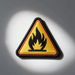 a photo of a retro clean fire flame warning caution punk patch