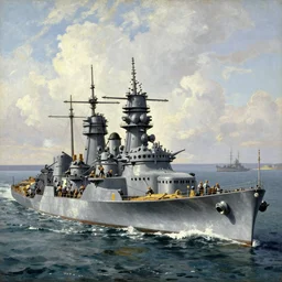 detailed cinematic wide shot of world war 2 battle ship attacking ships, ultra realistic, spring light, painting by gaston bussiere, craig mullins, j. c. leyendecker