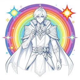 a mage from final fantasy 14, intricate, amazing line work, cosmic, psychedelic, cheerful, colorful