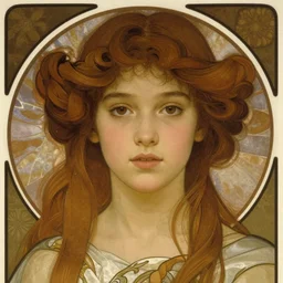 frontal portrait of a teen goddess, detailed gorgeous face, garce, medium shot, rimming light, alphonse mucha, artgerm lau, greg rutkowski
