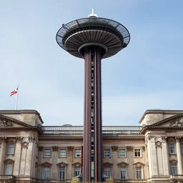 a space elevator coming out of buckingham palace