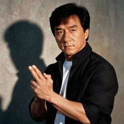 a detailed photograph of jackie chan in the movie rush hour