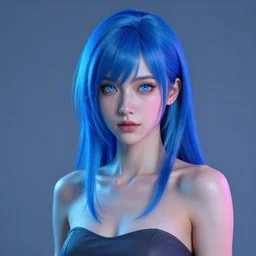 beautiful young cyberpunk girl with blue hair, blue eyes, au naturel, hyper detailed, digital art, trending in artstation, cinematic lighting, studio quality, smooth render, fluorescent skin, unreal engine 5 rendered, octane rendered, art style by klimt and nixeu and ian sprigger and wlop and krenz cushart