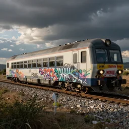 a train covered with graffiti by jean - baptiste monge