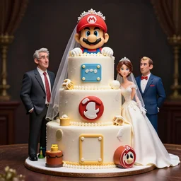 hyperrealistic wedding cake themed like mario kart, stunning 3 d render inspired by istvan sandorfi & greg rutkowski & mike judge, perfect symmetry, dim volumetric cinematic lighting, 8 k octane comprehensive render, extremely mega hyper - detailed and lifelike attributes & atmosphere, intricate, realistic flesh texture, masterpiece, artstation, stunning,