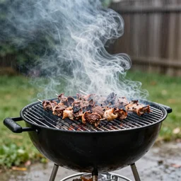 bbq under heavy rain