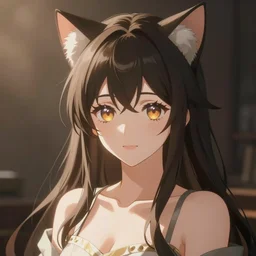 anime girl portrait with cat ears, trending on pixiv