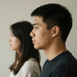 portrait of a man in profile, (((woman)))