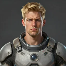 portrait of a man by greg rutkowski, he is about 3 0 years old, short blond hair, athletic and strong, straight jaw, looking puzzled, wearing futuristic space gear, highly detailed portrait, digital painting, artstation, concept art, smooth, sharp foccus ilustration, artstation hq.