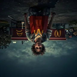 the outside of a mcdonald's in the upside down from stranger things, ominous, dark, gloomy, hdr, moody lighting, horror