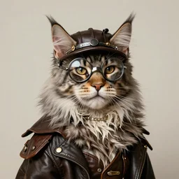 Portrait of a steampunk Maine Coon in the style of Rembrandt