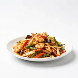 scandinavian pad thai, photorealistic, isolated on a pure white background, centered, entire object in frame, sharp focus, soft studio lighting