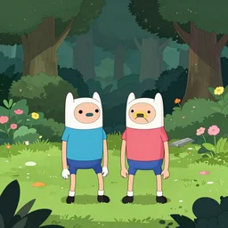 greg and wirt, over the garden wall, cartoon network, in the style of adventure time,