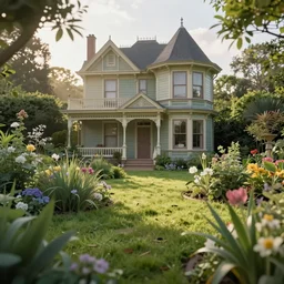photo of a Victorian garden, extreme details, soft lighting, crepuscular rays, realistic octane render, 8k