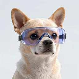 Futuristic dog , With futuristic glasses , Cute ,