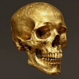 Hyperrealistic portrait of skull gold, fantasy, intricate, elegant, highly detailed, digital painting, artstation, concept art, sharp focus, illustration, art by Greg rutkowski and alphonse mucha