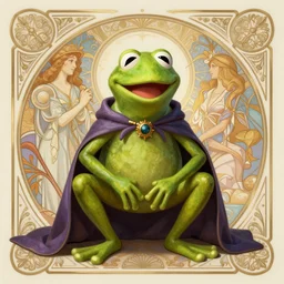 kermit the frog as a wizard of death, d & d, fantasy, intricate, elegant, highly detailed, digital painting, artstation, concept art, matte, sharp focus, illustration, hearthstone, art by artgerm and greg rutkowski and alphonse mucha