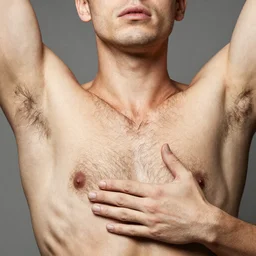 high-resolution photograph of a lad showing off his hairy armpits