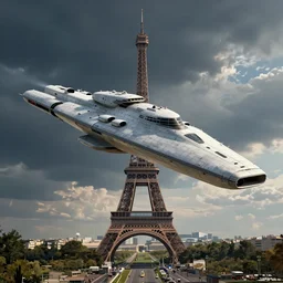 empire stardestroyer over paris by aenaluck, octane render, 8 k