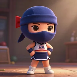 chibi ninja cheerleaders, hyper realistic surreal, single frame of animation from pixar studios