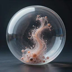 point cloud, volumetric, abstract symbolism, particles, bubble chamber, houdini, physical, translucence, cinematic lighting, gmunk, complementary palette