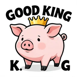 good pig king logo Illustrated by Shepard Fairey, H.R. Geiger, YASUHIKO Yoshikazu,  and lisa frank, ultra detailed pen sketch, hyper realistic, fine texture, shading, intricate detail, skin detail,