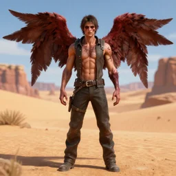 creepy uncanny valley full length portrait of an extremely handsome man posing in a desert, rendered in bryce 3 d and daz, xavier renegade angel, very ugly, ray - tracing, vibrant color, depth of field, cinematic lighting, sharp focus, rule of thirds, extremely hated on artstation
