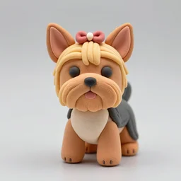 a beautiful sculpture of a very cute yorkshire terrier made out of playdoh.