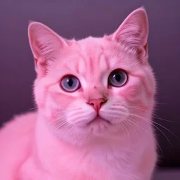 photo of a cute neon pink cat with big eyes