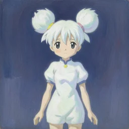An oil painting of Kyubey from the anime Madoka Magica, pastel oil inks, very ethereal