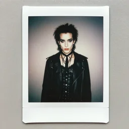 jarvis cocker wearing goth clothing, portrait, polaroid, by nan goldin