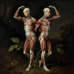 a flower made of veins and muscle tissue growing from the earth, siamese twins, elegant, dark, by ambrosius benson and beksinski, a touch of giuseppe arcimboldo, realistic, renaissance