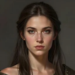 head and shoulders portrait of a barbarian, female, high fantasy, dnd, face details, extremely detailed, smooth, sharp focus, digital illustration, by luis royo, magali villeneuve, donato giancola, wlop, krenz cushart, artgerm