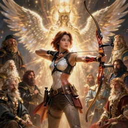Aloy from Horizon Zero Dawn, female archer, Character Design Holy Heavenly Host Divine Angelic Army. Beeple, grimshaw, thomas cole, ismail inceoglu, winslow homer, greg rutkowski, gerald brom, marc simonetti, simon stalenhag, anton fadeev, donglu yu