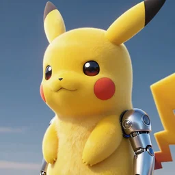 cyberpunk pikachu, a male robot, portrait full HD 8k, ultra realistic cinematic octane render, focus on shoulder to head
