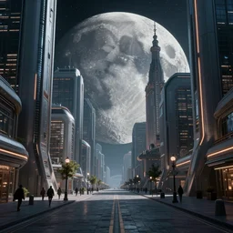 cinematic shot of the street of the futuristic Russian city on the Moon, Roger Dean, Chris Foss, artstation, sharp focus, realistic, octane render, nvidia raytracing demo
