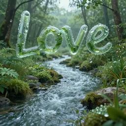 love speech breath loving nature is a long river flowing in world of dew, and within every dew drop a world of struggle fantasy intricate elegant under, lush volumetric lighting 3 d modelling