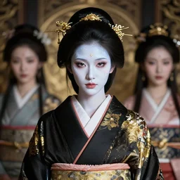 dreamlike luxury stunning zodiac asian goddess portrait, pale black and gold kimono, art by artgerm, wlop, loish, ilya kuvshinov, 8 k realistic, hyperdetailed, beautiful lighting, detailed background, depth of field, symmetrical face, frostbite 3 engine, cryengine,
