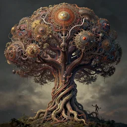 biomechanical world tree, sf, intricate artwork masterpiece, ominous, matte painting movie poster, golden ratio, trending on cgsociety, intricate, epic, trending on artstation, by artgerm, h. r. giger and beksinski, highly detailed, vibrant, production cinematic character render, ultra high quality model